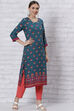 Green LIVA Straight Kurta image number 3